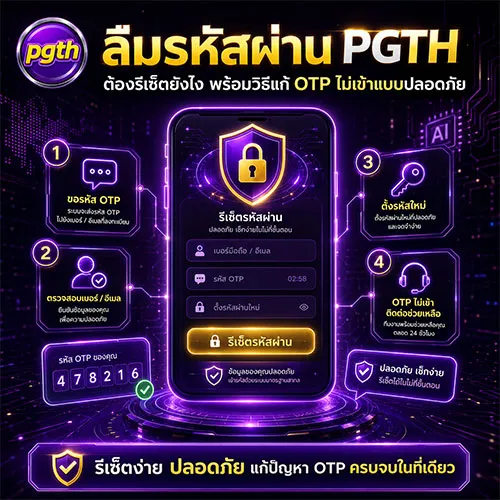 ลืมรหัสผ่าน PGTH พร้อมวิธีแก้ OTP ไม่เข้าแบบปลอดภัย